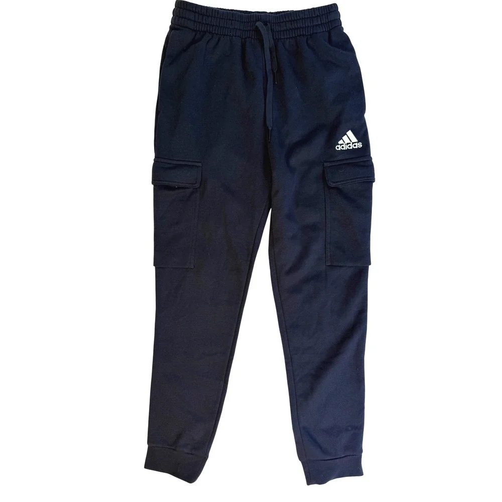 Adidas‎ Mens Cargo Sweatpants Navy Blue Fleece Joggers Size Small Athletic Pants